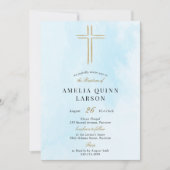 Eenvoudige Elegant Gold Cross-Baptisme Kaart (Voorkant)