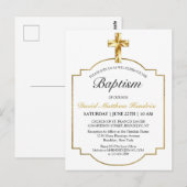 Eenvoudige Elegant Gold Cross Boys Baptisme Uitnod Briefkaart (Voorkant / Achterkant)