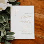 Eenvoudige Elegant Gold Cross Calligraphy Baptisme Kaart<br><div class="desc">Ons Simple Elegant Gold Cross Calligraphy Baptism Invitation is voorzien van een faux gouden folie-kruis,  in combinatie met een modern type en prachtig gouden folie calligrafie script.</div>