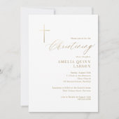 Eenvoudige Elegant Gold Cross Calligraphy Christen Kaart (Voorkant)