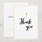 Eenvoudige Elegant Gold Cross Custom Baptisme Bedankkaart (Voorkant / Achterkant)
