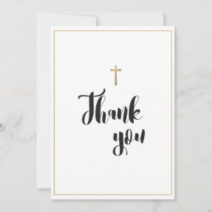 Eenvoudige Elegant Gold Cross Custom Baptisme Bedankkaart