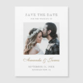 Eenvoudige Elegant Gold Custom Photo Save the Date Magnetische Uitnodiging (Voorkant)