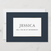 Eenvoudige Elegant Gold Dark Navy Blue Bridesmaid  Save The Date (Voorkant)