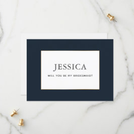 Eenvoudige Elegant Gold Dark Navy Blue Bridesmaid  Save The Date