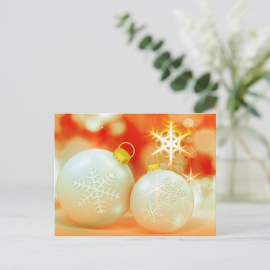 Eenvoudige Elegant Gold Decor Ball Merry Kerstmis Feestdagenkaart (Staand voorkant)