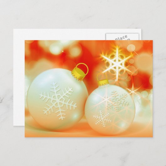 Eenvoudige Elegant Gold Decor Ball Merry Kerstmis Feestdagenkaart (Voorkant / Achterkant)