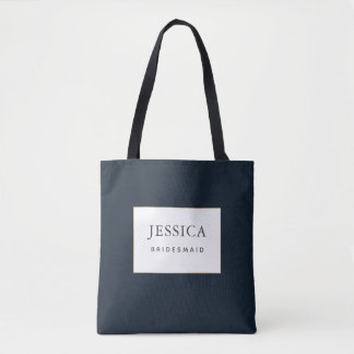 Eenvoudige Elegant Gold Deep Navy Blue Bridesmaid Tote Bag