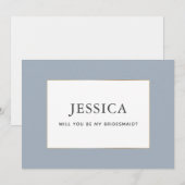 Eenvoudige Elegant Gold Dusty Blue Bridesmaid-kaar Save The Date (Voorkant / Achterkant)