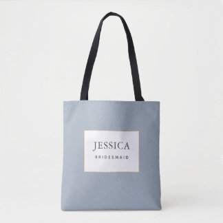 Eenvoudige Elegant Gold Dusty Blue Bridesmaid Tote Bag