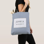 Eenvoudige Elegant Gold Dusty Blue Bridesmaid Tote Bag (Dichtbij)
