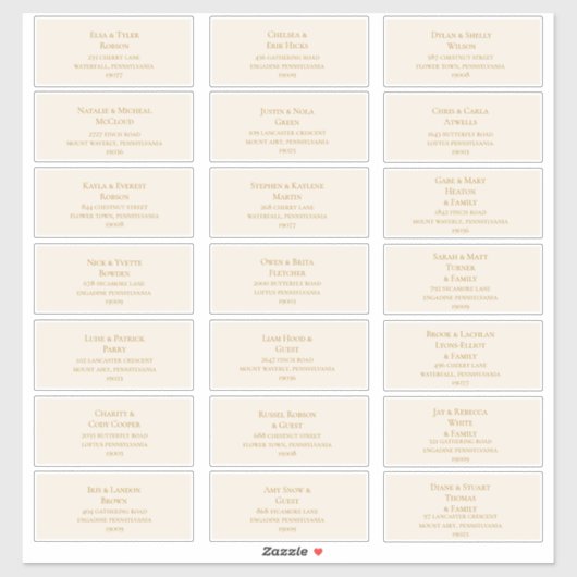 Eenvoudige Elegant Gold en Ivory Guest-Adresetiket Sticker (Vel)