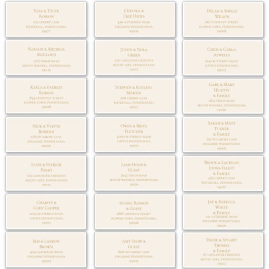 Eenvoudige Elegant Gold en Ivory Guest-Adresetiket Sticker (Voorkant)