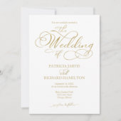 Eenvoudige Elegant Gold Faux Folie Script Wedding Kaart (Voorkant)