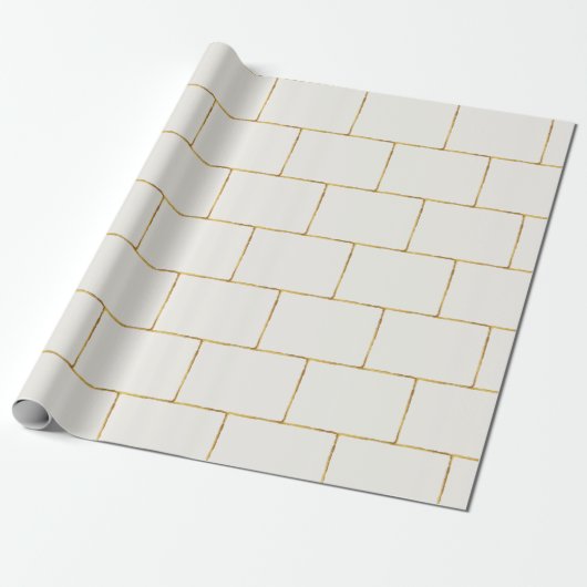 Eenvoudige Elegant Gold Geometric Brick-cadeau Cadeaupapier (Uitgerold)