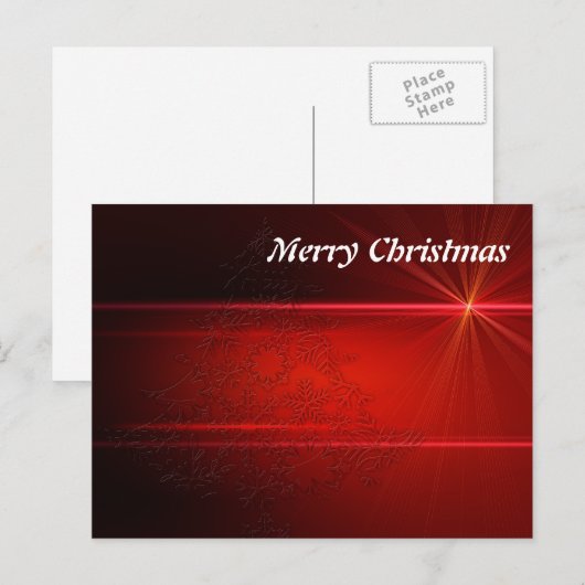 Eenvoudige Elegant Gold Glitter Red Merry kerst Feestdagenkaart (Voorkant / Achterkant)