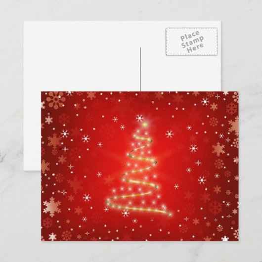 Eenvoudige Elegant Gold Glitter Red Merry kerst Feestdagenkaart (Voorkant / Achterkant)