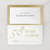 EENVOUDIGE ELEGANT GOLD GRAY TYPOGRAPHY 50 BIRTHDA PLAATSKAARTJE (Buitenkant ongevouwen)