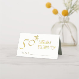 EENVOUDIGE ELEGANT GOLD GRAY TYPOGRAPHY 50 BIRTHDA PLAATSKAARTJE