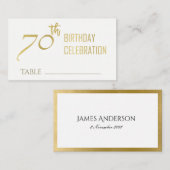 EENVOUDIGE ELEGANT GOLD GRAY TYPOGRAPHY 70 BIRTHDA VISITEKAARTJE (Voorkant / Achterkant)