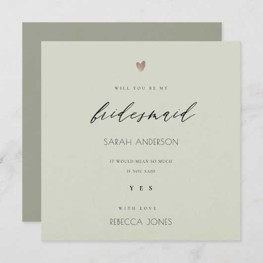 EENVOUDIGE ELEGANT GOLD GRAY TYPOGRAPHY BRIDESMAID KAART (Voorkant / Achterkant)