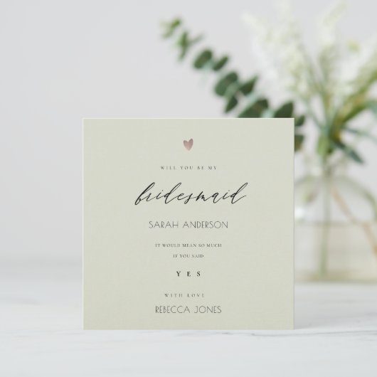 EENVOUDIGE ELEGANT GOLD GRAY TYPOGRAPHY BRIDESMAID KAART (Staand voorkant)