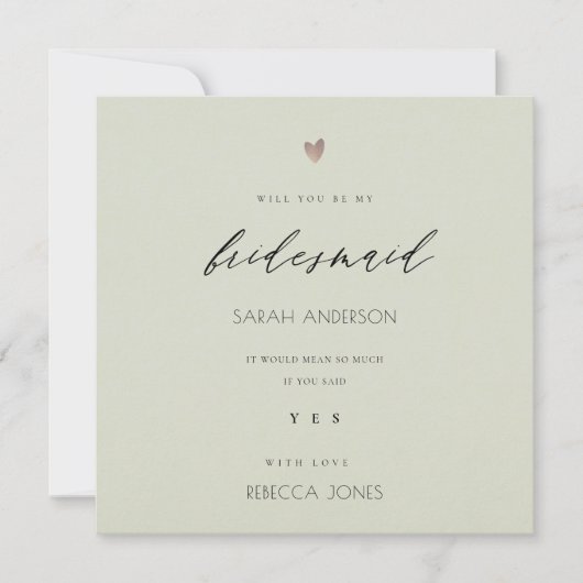 EENVOUDIGE ELEGANT GOLD GRAY TYPOGRAPHY BRIDESMAID KAART (Voorkant)