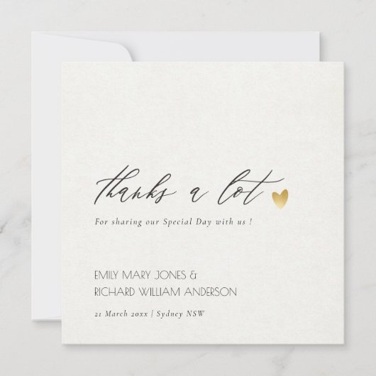 EENVOUDIGE ELEGANT GOLD GRAY TYPOGRAPHY DANK U BEDANKKAART (Voorkant)