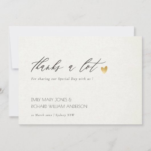 EENVOUDIGE ELEGANT GOLD GRAY TYPOGRAPHY DANK U BEDANKKAART (Voorkant)