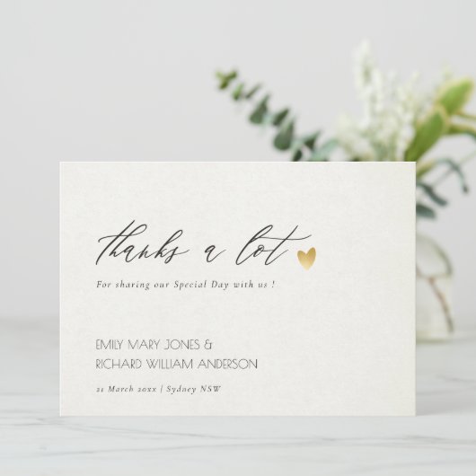 EENVOUDIGE ELEGANT GOLD GRAY TYPOGRAPHY DANK U BEDANKKAART (Staand voorkant)