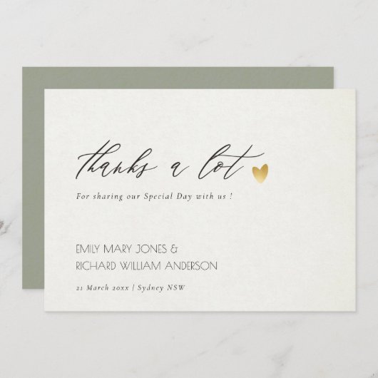 EENVOUDIGE ELEGANT GOLD GRAY TYPOGRAPHY DANK U BEDANKKAART (Voorkant / Achterkant)