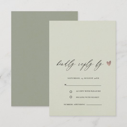 EENVOUDIGE ELEGANT GOLD GRAY TYPOGRAPHY RSVP (Voorkant / Achterkant)