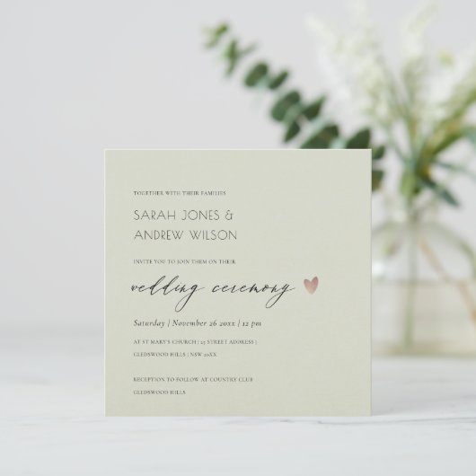 EENVOUDIGE ELEGANT GOLD GRAY TYPOGRAPHY WEDDING KAART (Staand voorkant)