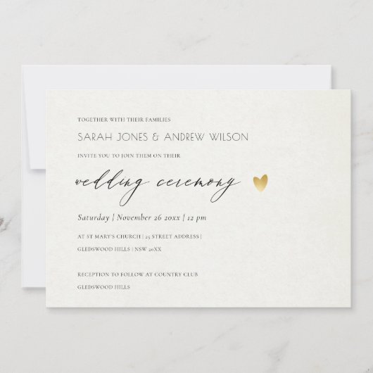 EENVOUDIGE ELEGANT GOLD GRAY TYPOGRAPHY WEDDING KAART (Voorkant)