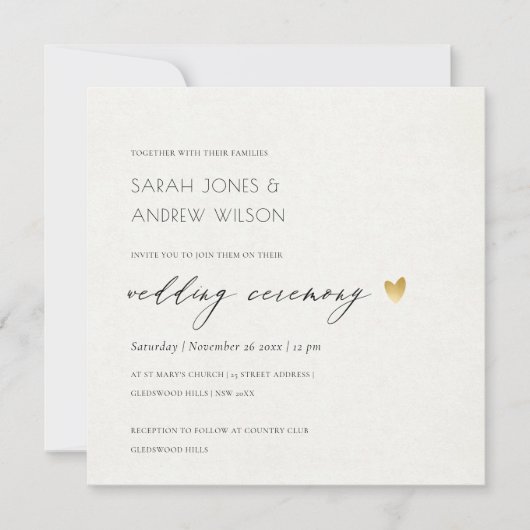 EENVOUDIGE ELEGANT GOLD GRAY TYPOGRAPHY WEDDING KAART (Voorkant)