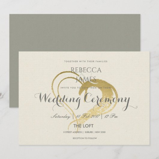 EENVOUDIGE ELEGANT GOLD HEART TYPOGRAPHY WEDING KAART (Voorkant / Achterkant)