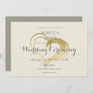 EENVOUDIGE ELEGANT GOLD HEART TYPOGRAPHY WEDING KAART