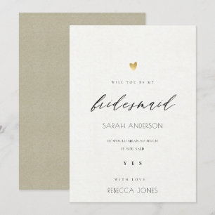 EENVOUDIGE ELEGANT GOLD KRAFT TYPOGRAPHY BRIDESMAI KAART
