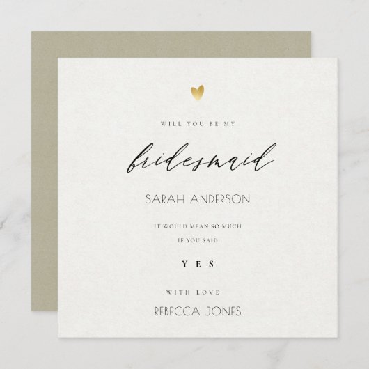 EENVOUDIGE ELEGANT GOLD KRAFT TYPOGRAPHY bridesmai Kaart (Voorkant / Achterkant)