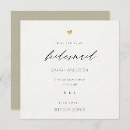 EENVOUDIGE ELEGANT GOLD KRAFT TYPOGRAPHY bridesmai Kaart