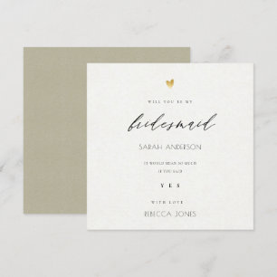 EENVOUDIGE ELEGANT GOLD KRAFT TYPOGRAPHY bridesmai Kaart