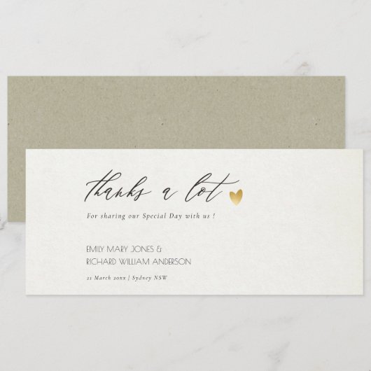 EENVOUDIGE ELEGANT GOLD KRAFT TYPOGRAPHY Dank u Kaart (Voorkant / Achterkant)