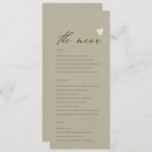 EENVOUDIGE ELEGANT GOLD KRAFT TYPOGRAPHY-menukaart Menu (Voorkant / Achterkant)