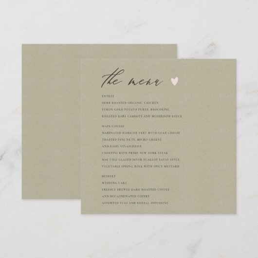 EENVOUDIGE ELEGANT GOLD KRAFT TYPOGRAPHY-menukaart Menu (Voorkant / Achterkant)