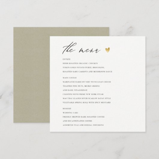 EENVOUDIGE ELEGANT GOLD KRAFT TYPOGRAPHY-menukaart Menu (Voorkant / Achterkant)