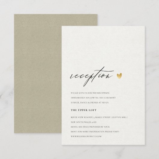 EENVOUDIGE ELEGANT GOLD KRAFT TYPOGRAPHY RECEPT KAART (Voorkant / Achterkant)