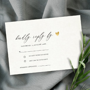 EENVOUDIGE ELEGANT GOLD KRAFT TYPOGRAPHY RSVP