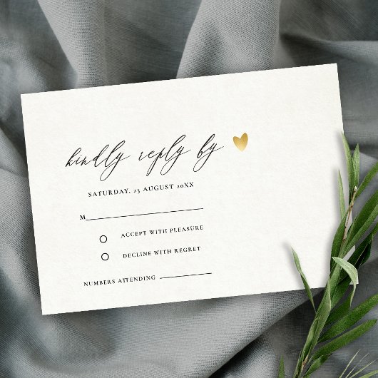 EENVOUDIGE ELEGANT GOLD KRAFT TYPOGRAPHY RSVP