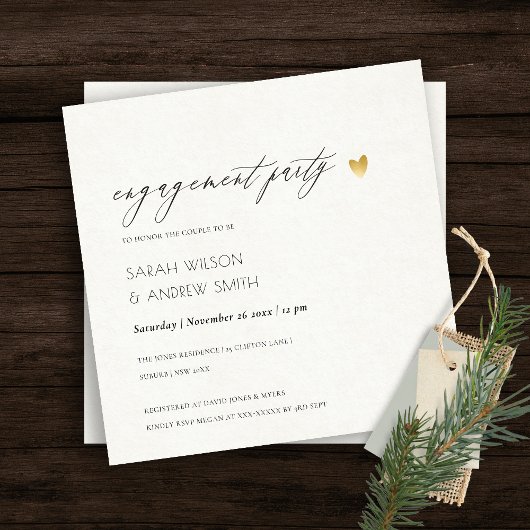 EENVOUDIGE ELEGANT GOLD KRAFT TYPOGRAPHY Verloving Kaart