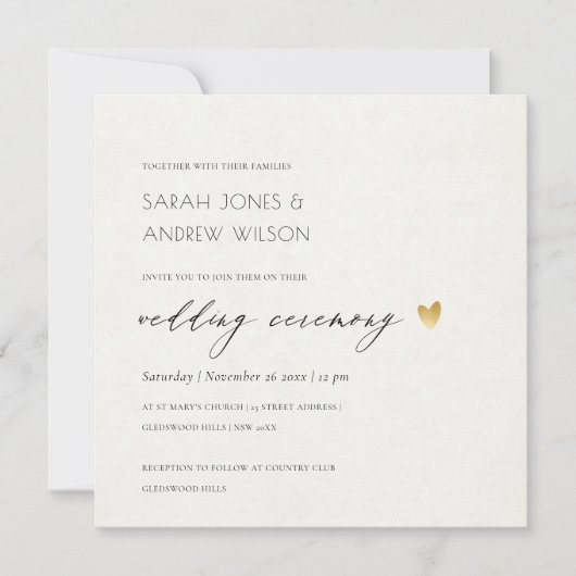 EENVOUDIGE ELEGANT GOLD KRAFT TYPOGRAPHY WEDDING KAART (Voorkant)